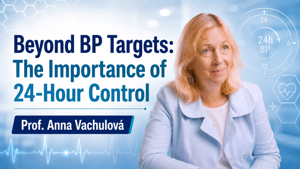 Prof. Anna Vachulová discusses the importance of 24-hour BP control and long-term BP variability, and how the perindopril/amlodipine combination contributes to sustained BP management.